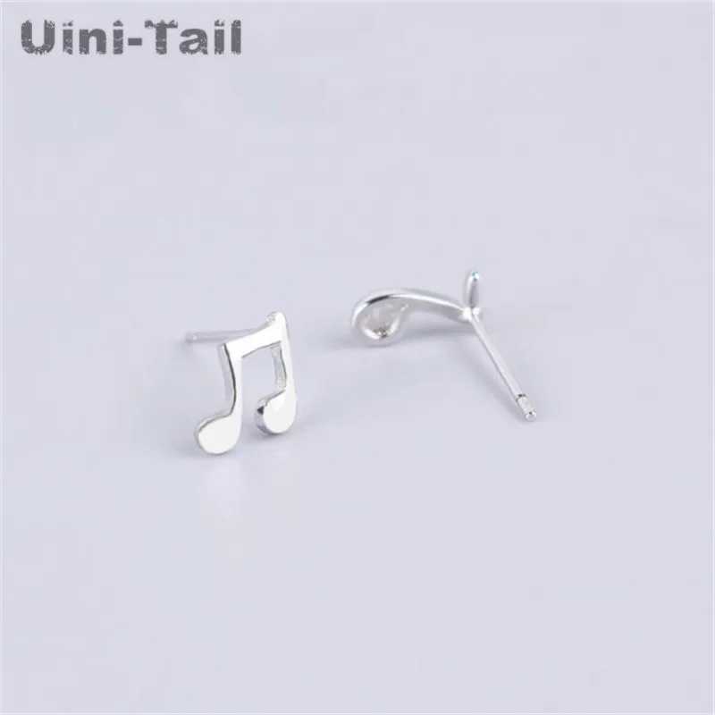 UiniTail Hot Music Elf 925 Tibetan silver cute note earrings Korean version of allergyfree pure silver ear jewelry ED116 C251103