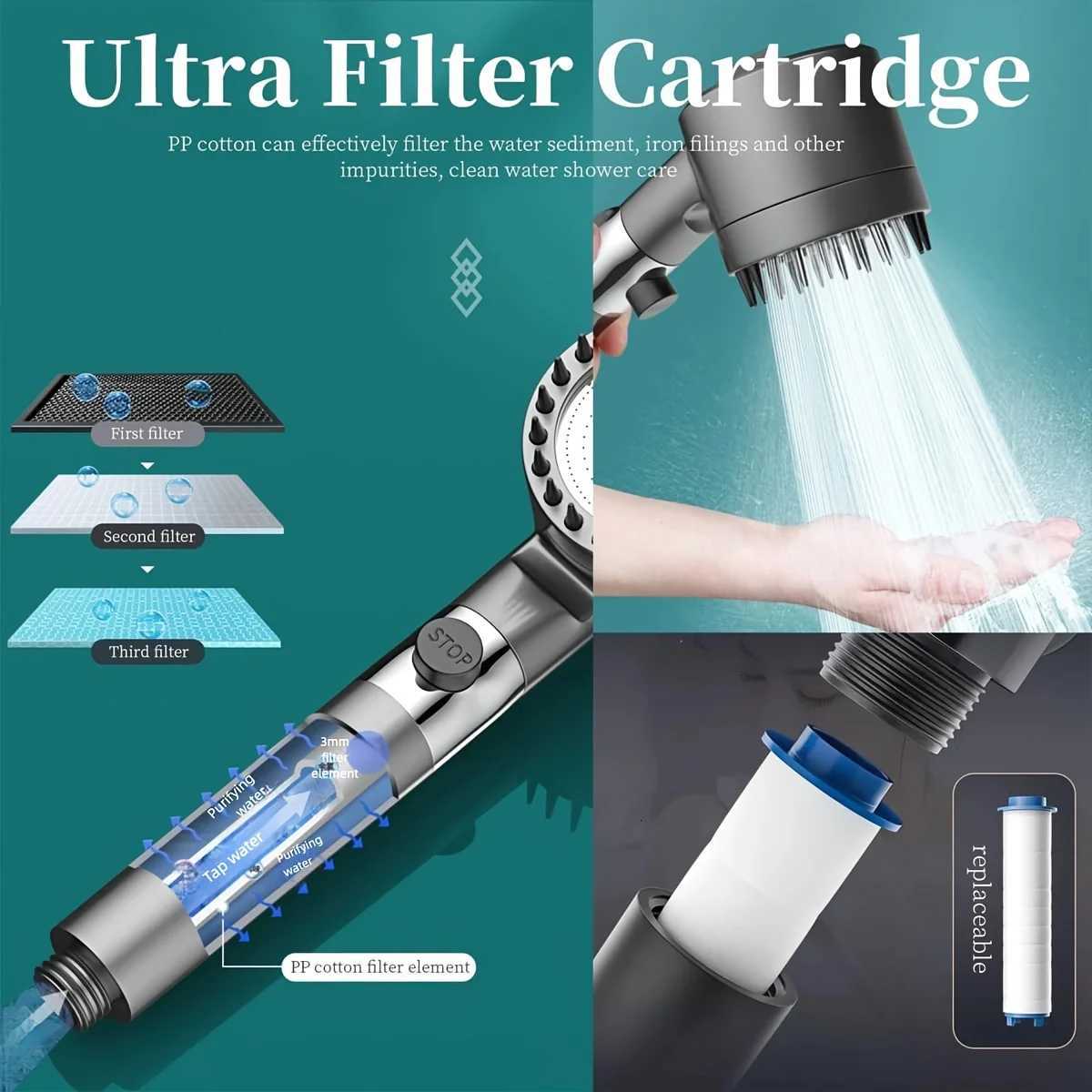 2025 new ion drop shower with handheld filter shower turbocharger with mtiple spray modes builtin filter onoff switch Y251103qw