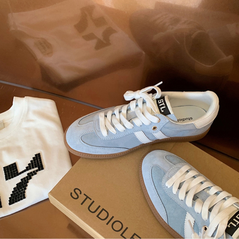 designer new Retro genuine leather women's German training versatile color-blocking round-toe lace-up casual sports sneakers and skate shoes