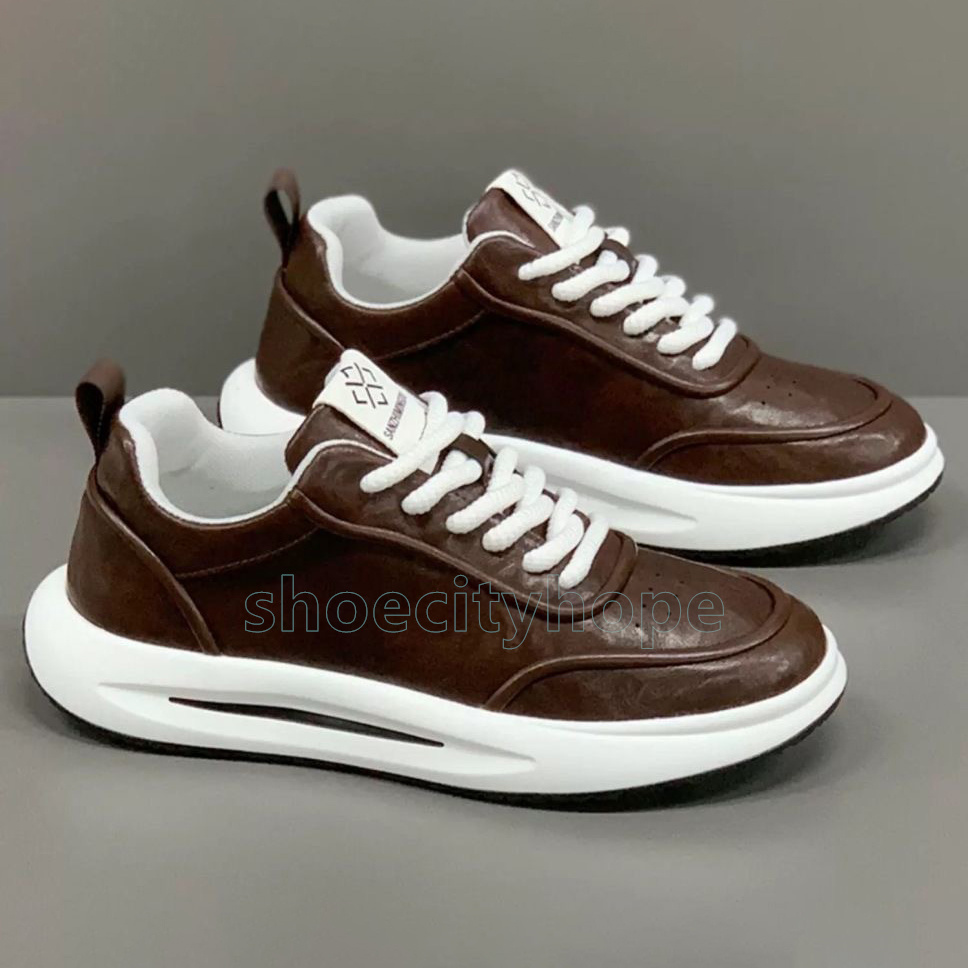 designer shoes urban chic style soft leather sneakers stylish black coffee color non-slip sole premium mens athletic trainers size 39-44