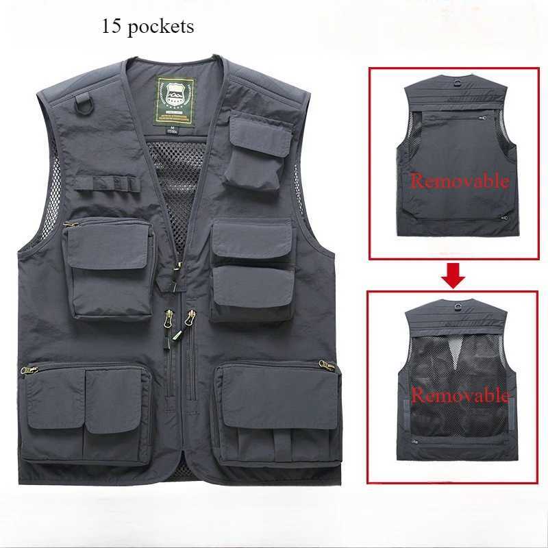 New Summer Men Outdoor Waistcoats Mesh Thin Sleeveless Jackets Vests Men Multi-pockets Fishing Photography Breathable Vests 7XL X250403