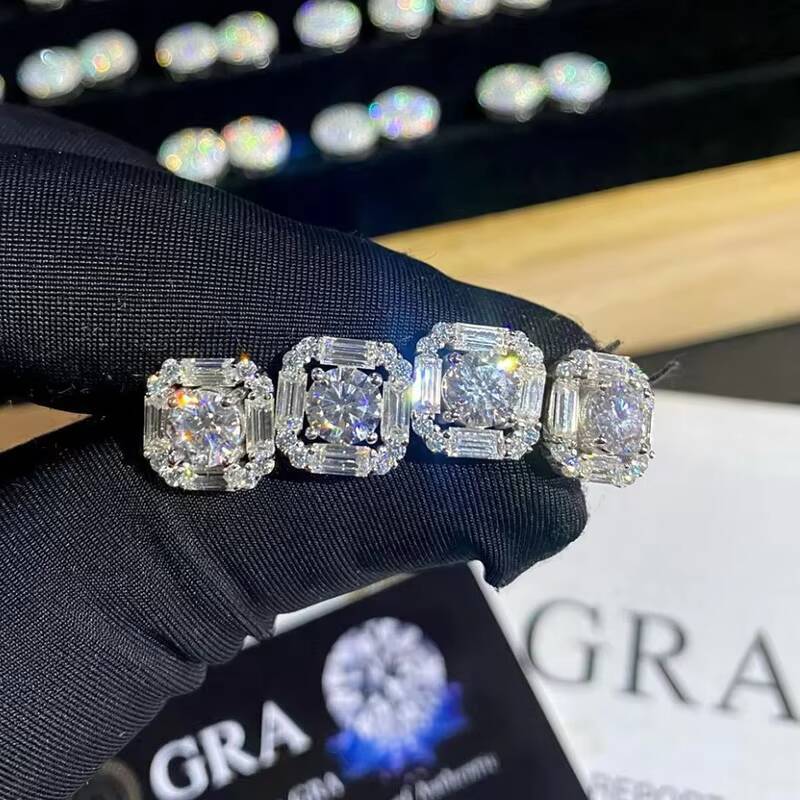 Wholesale Vvs Moissanite Round Cut Diamond Factory Price Earring Hoop Stud Earrings Men Women