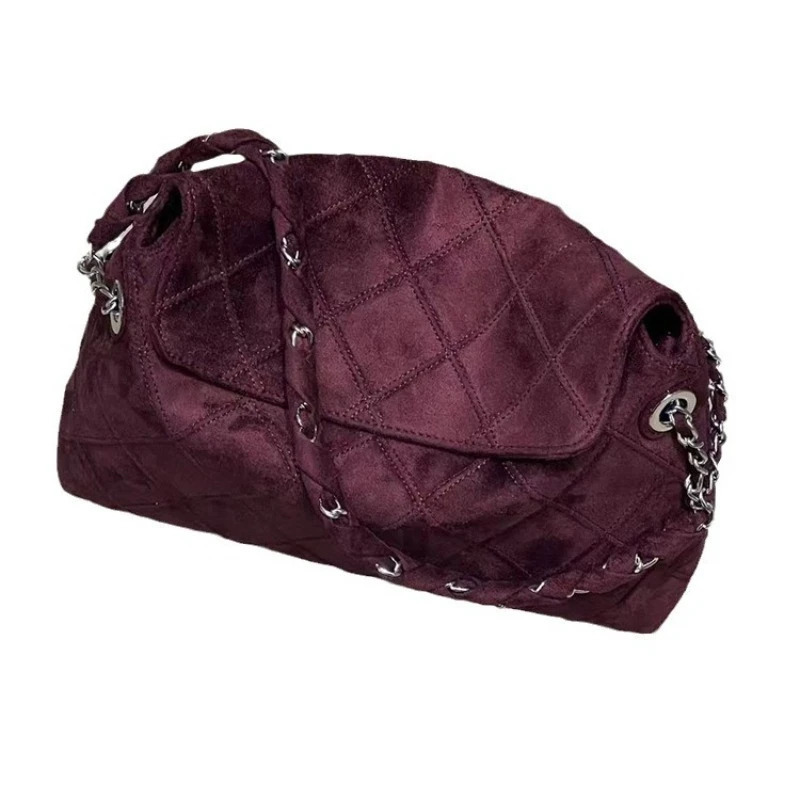 Autumn and Winter Suede Rhombus Bag Medieval Underarm Bag Premium Chain Single Shoulder Large Capacity Tote Bag 251103