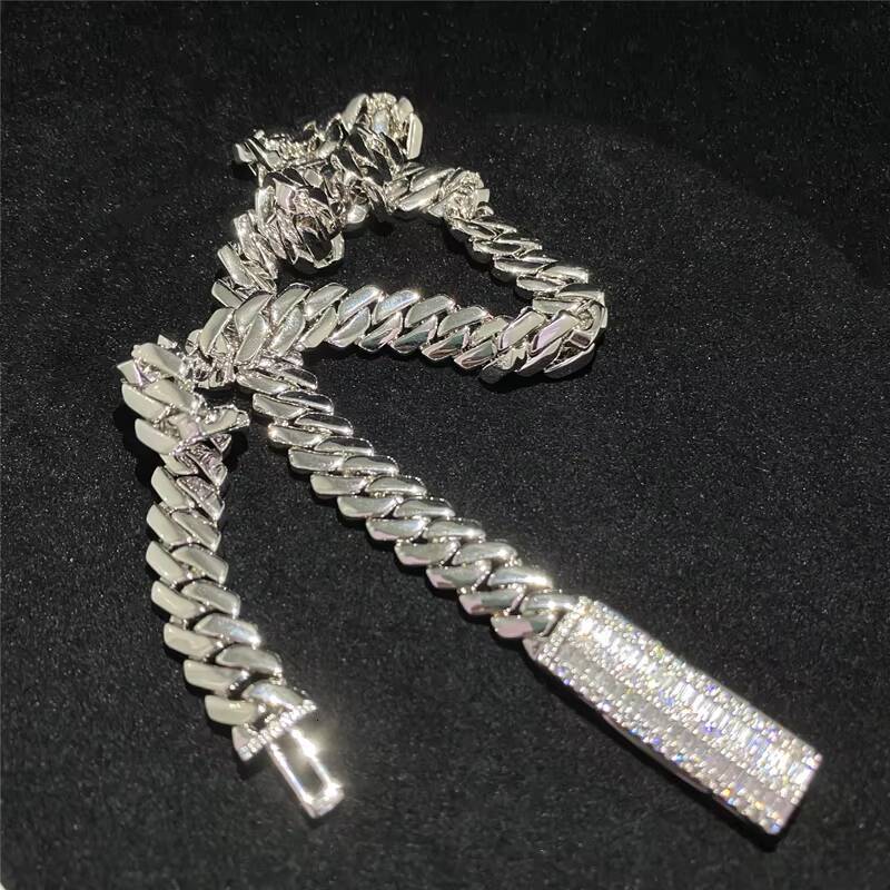 10mm Fine Jewelry Custom Moissanite Clasp Cuban Necklace 925 Sterling Silver Hip Hop Men Jewelry Bling Diamond Cuban Link Chain