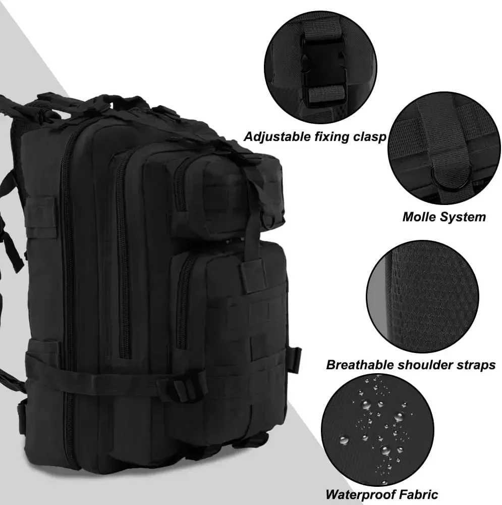 Tactical Backpack Large 3 Day Assault Pack Molle Bugout Bag Rucksack for Hiking Treeking TravelC250407