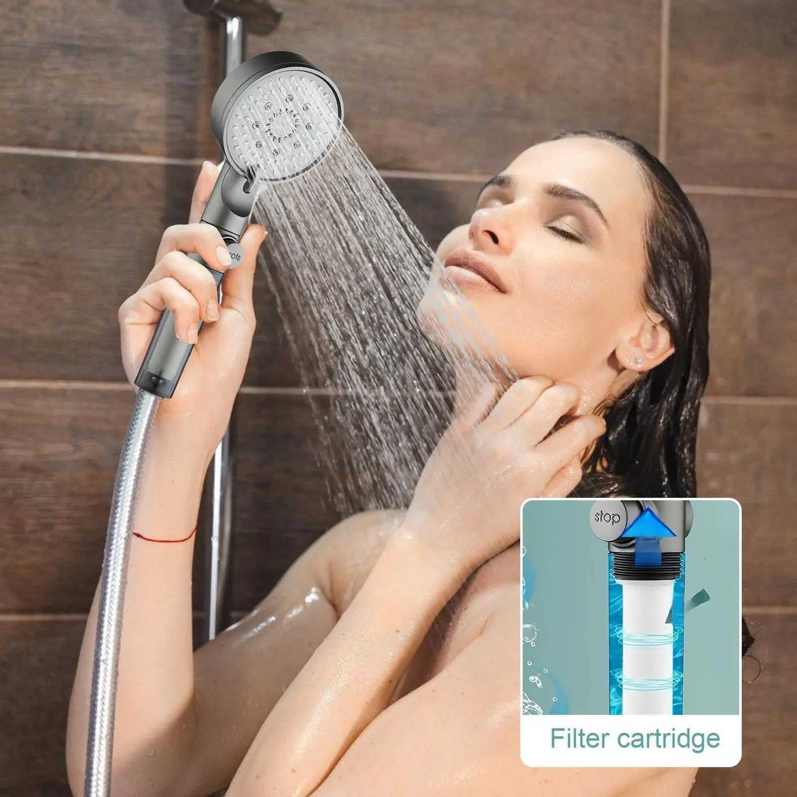 Handheld Shower 5 Modes Filtered Shower High Pressure Silicone Nozzles Faucet Sprayer for He Apartment RV Bathro Y251103