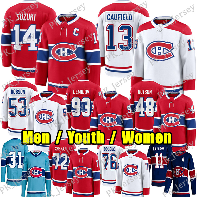 #13 Cole Caufield montreal hockey #14 Nick Suzuki Ivan Demidov Lane Hutson Juraj Slafkovsky canadians Zack Bolduc Laine Noah Dobson Arber Xhekaj jersey