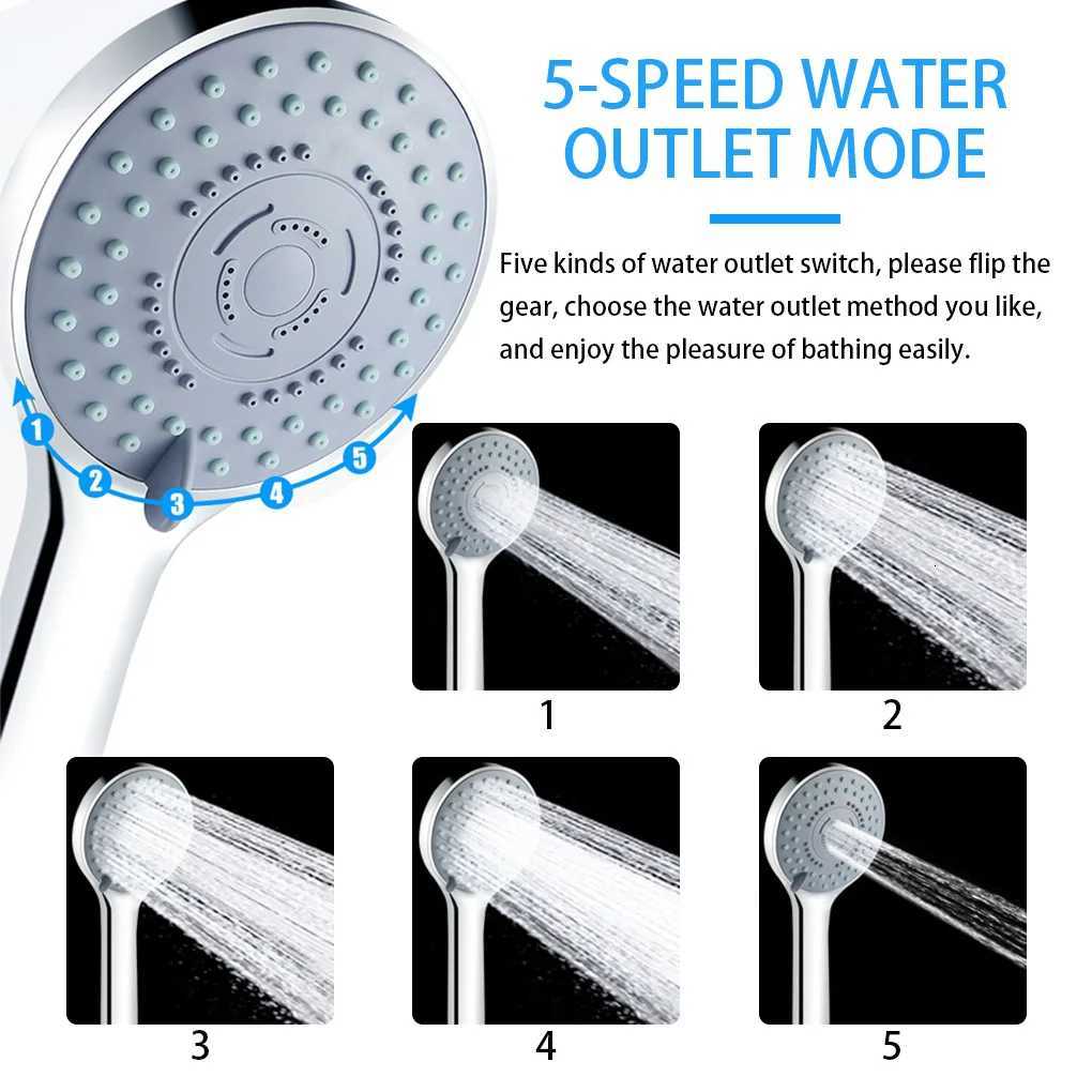5 Modes High Pressure Shower Set Rainfall Handheld Sprayer Nozzle Shower With Hose Bracket Bathro Faucet Accessories Y251103