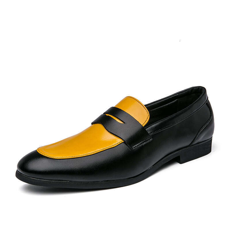 Spring and Autumn New Men's Foot Set Casual Fashion Trend Color blocked Youth Business Large Leather Shoes