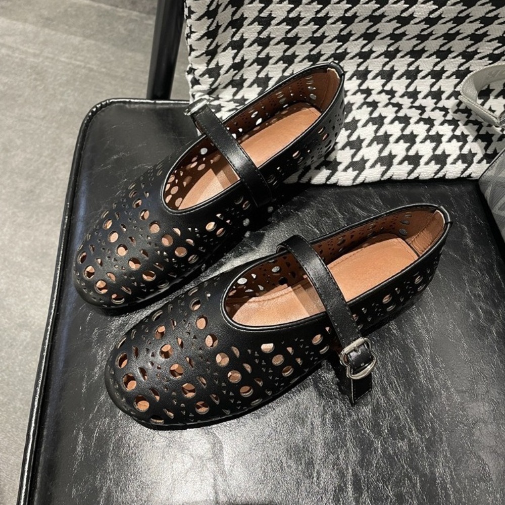 designer women ballet flats dress loafers womens Spring summer shallow mouth one-line buckle strap hollow round toe ballerina heels wedding shoes