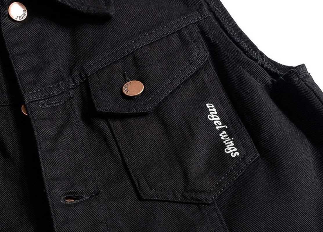 Men Denim Vest Hole Sleeveless Jean JacPersonality Slim Wave Mens Casual Cowboy Horse Clip Cowboy Vest Black Print Cowboy Vest X250403