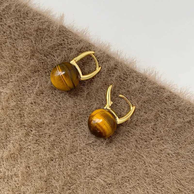 Unique and niche Meilard color scheme light luxury imitation tiger eye stone earrings for womens 2025 new earrings C251103