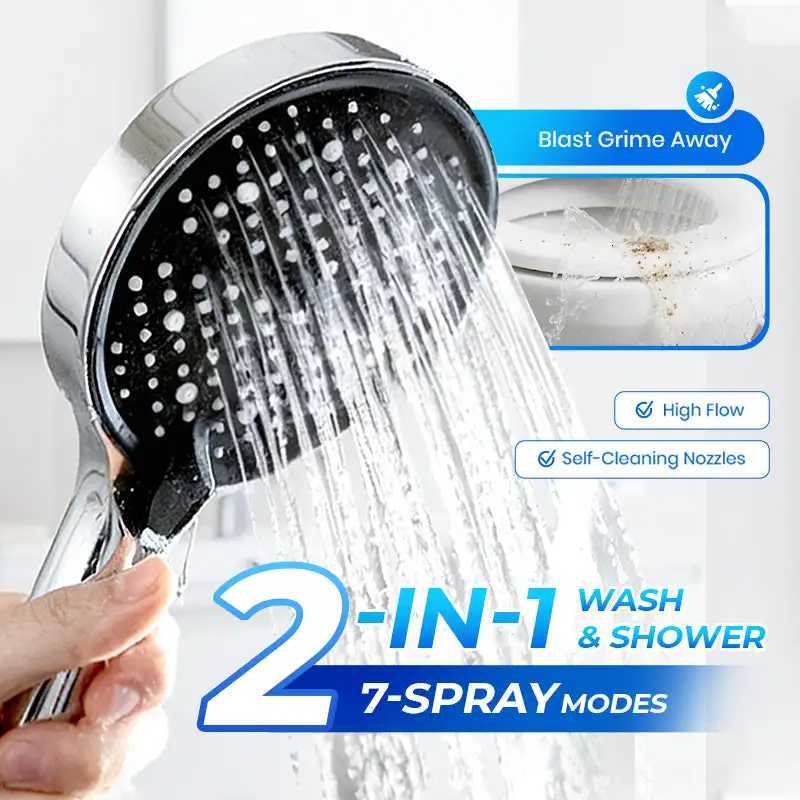 High Pressure Shower 15cm Big Panel Rainfall Bathro Shower 7-modes Large Flow Spray Nozzle Rainfall Shower Faucet Y251103qw