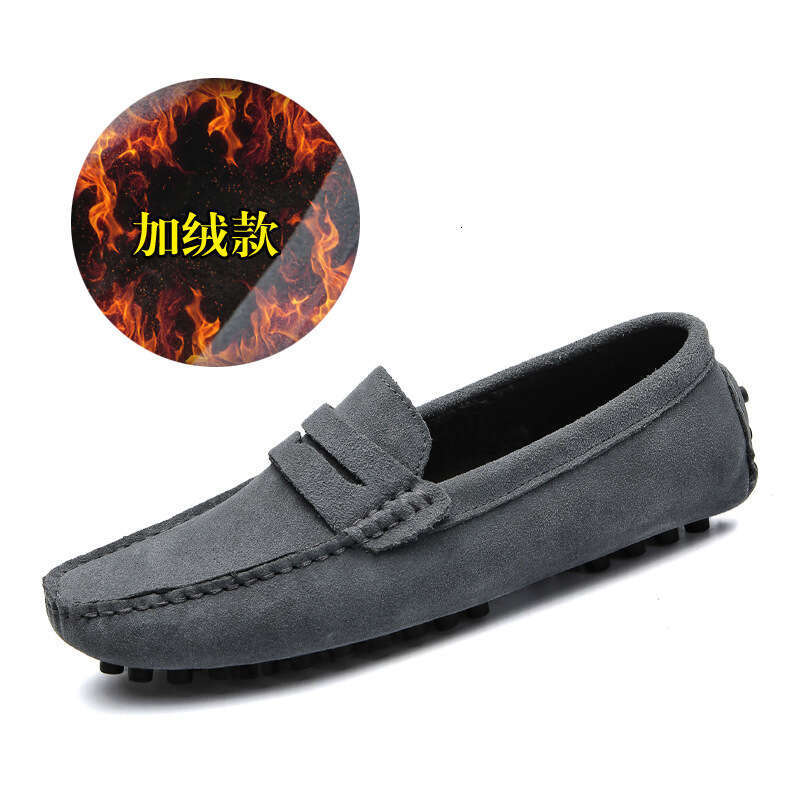 New autumn winter oversized low cut men's bean with fashionable plush and warm sleeves, British casual shoes
