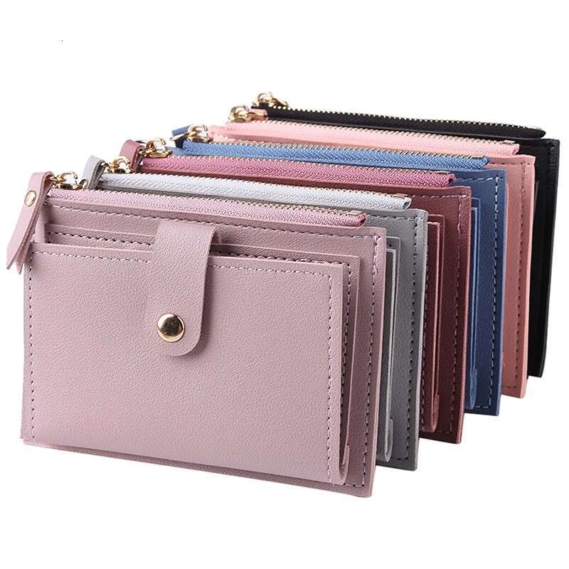 Women PU Leather Female Purse Mini Solid Multi-Cards Holder Coin Short Wallets Slim Small Wallet Zipper Hasp