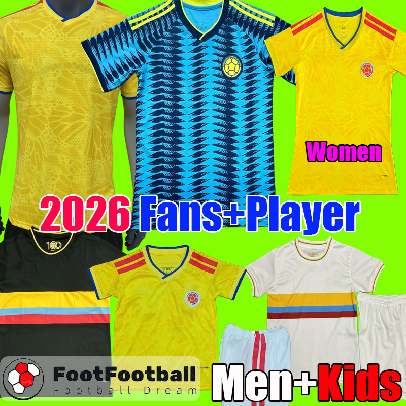 2026 Colombia World Kit Soccer Jerseys Copa America LUIS DIAZ FALCAO JAMES Home Cup 2025 Colombia Football Shirt CUADRADO Men Kids Kit Camiseta De Futbol