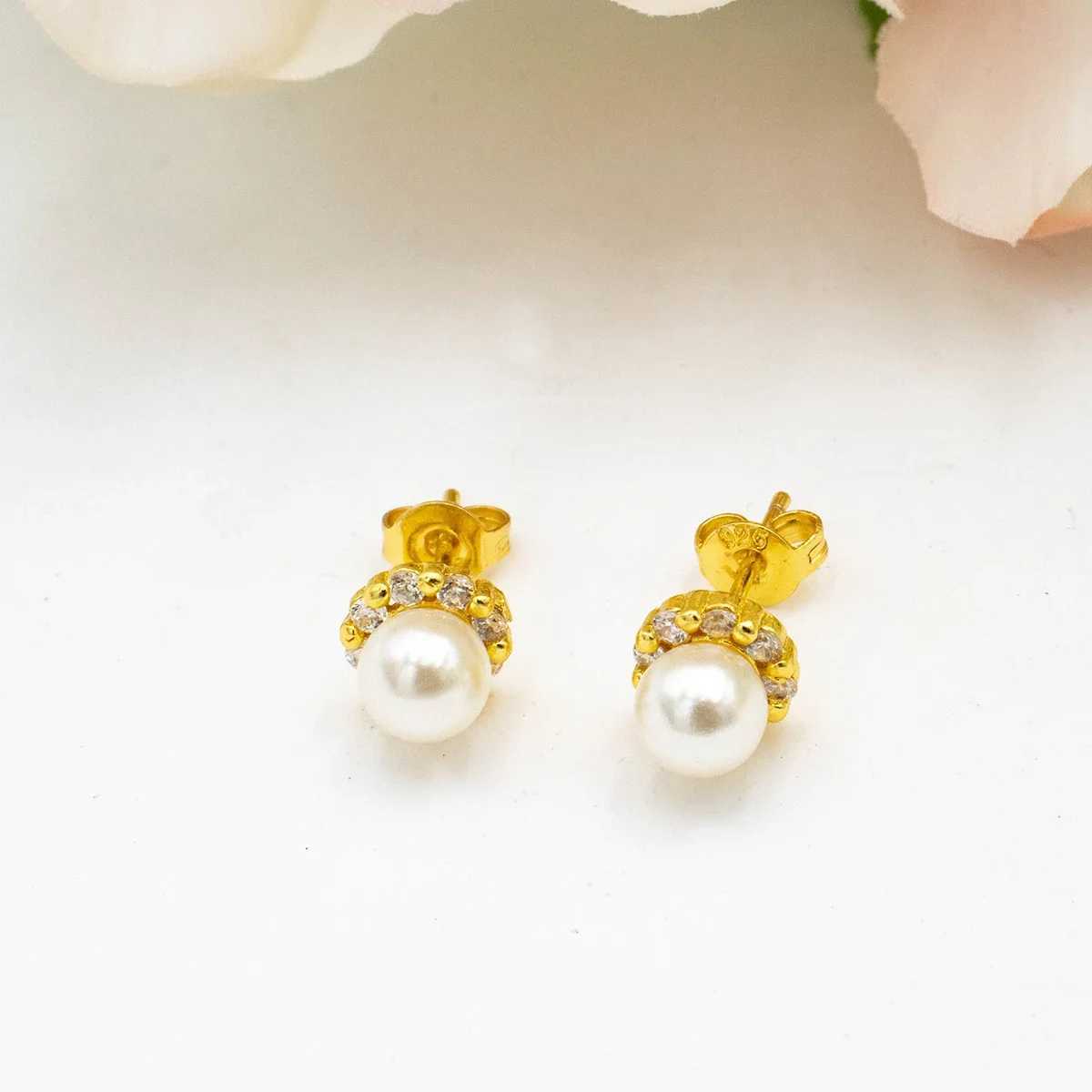 New Summer Collection Pearls Stud Earrings Gold Color Jewelry for Women Zircon Earrings with Hypoallergenic Boho Style Gift C251103