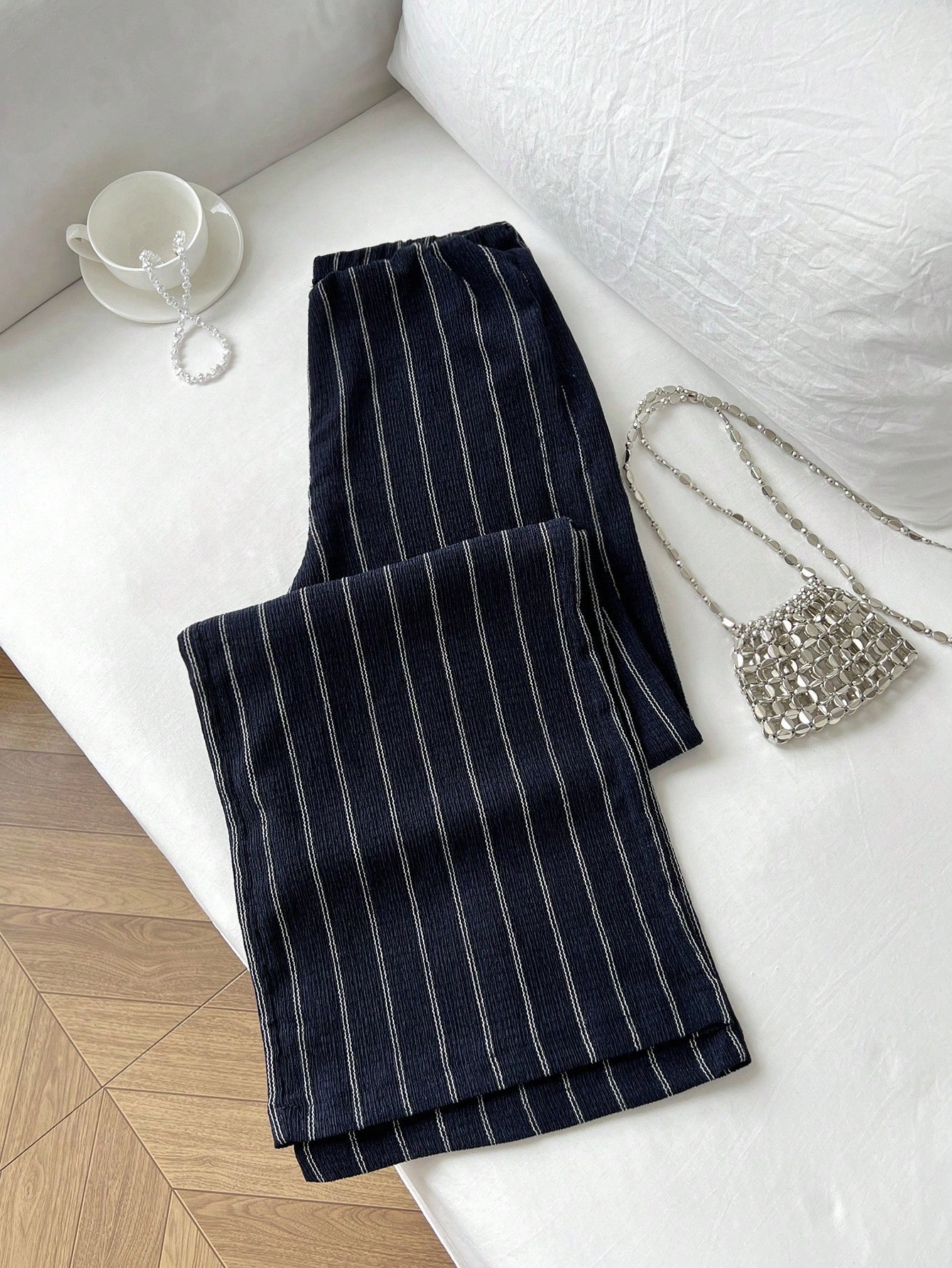 Elegant Apricot-Hued Longline Denim Inspired Harem Shorts by Retro-Inspired Fashion---110