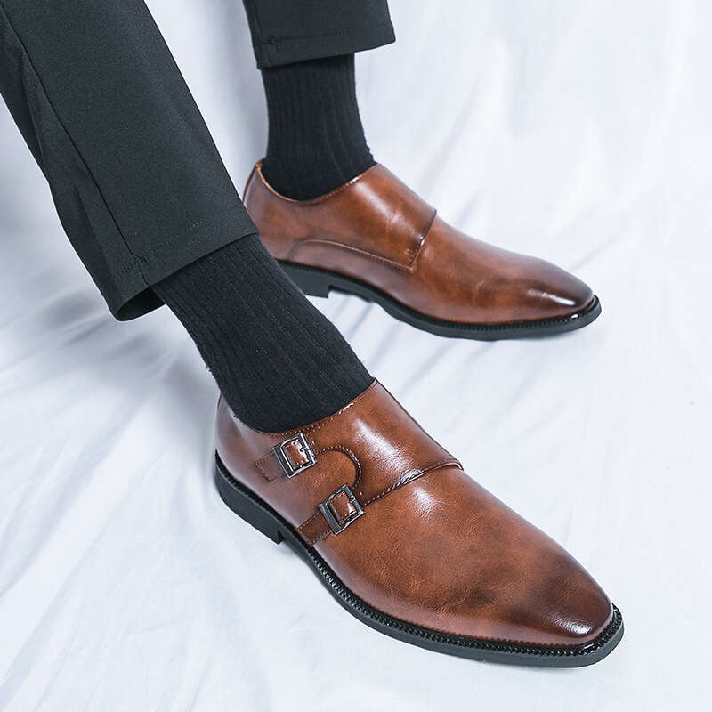 2024 Large Size New Fashion Trend Buckle Casual Leather Shoes Men's Business Edition