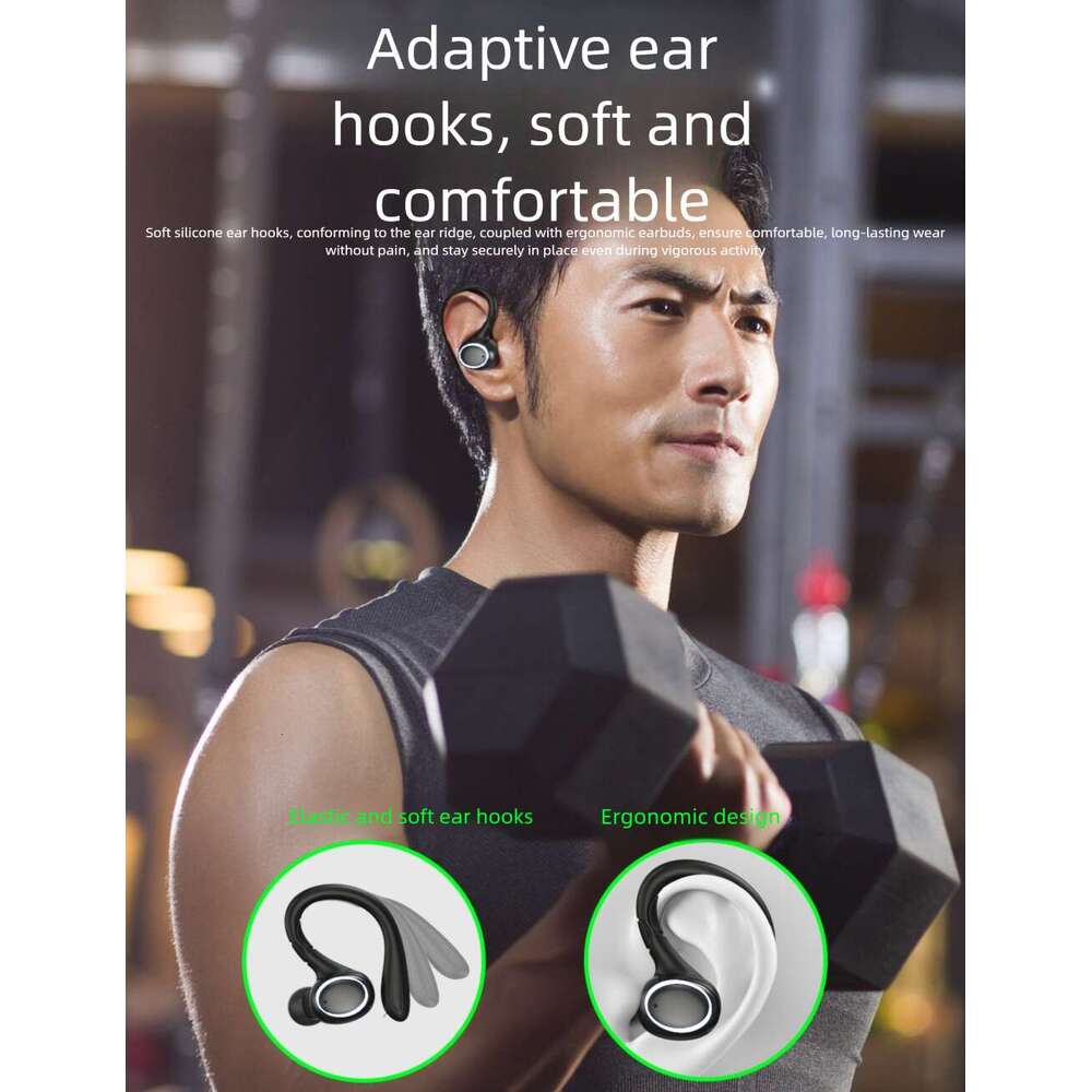 Famous Brand I Sports Bluetooth TWS Ear Hook Digital Display Noise Cancelling Smart Touch Control True Wireless Earphones
