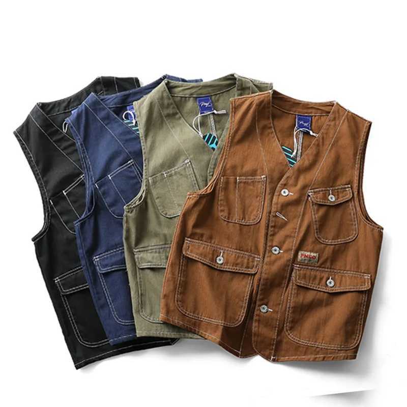 Japanese Streetwear Amikaji Retro Boyfriend Vest Mens Trend Fashion Casual Sleeveless Jacket Cargo Vest Women Waistcoat X250403