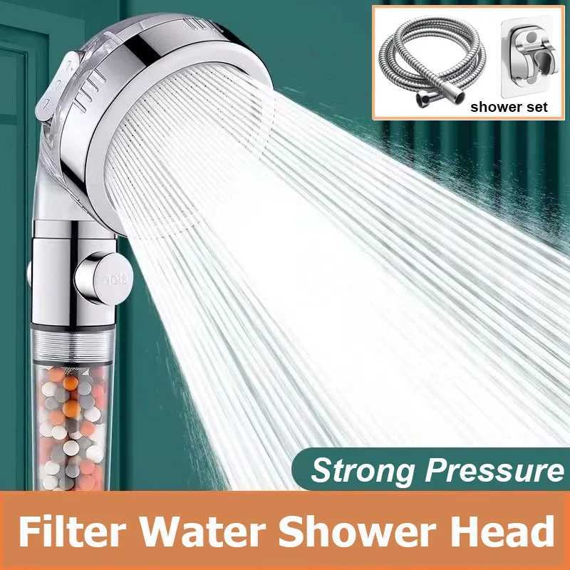 Filtered High Pressure Shower With On/Off Switch 3 Modes Adjustable Rainfall Shower With Hose Bracket Bathro Accessories Y251103