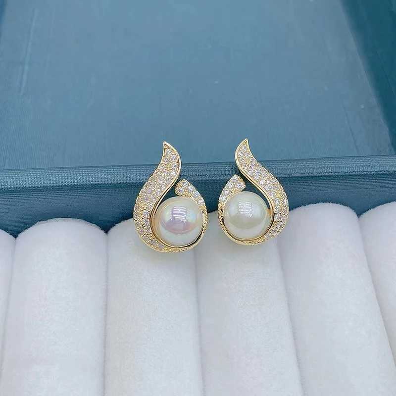 New Fashion Crystal Womens Unusual Earrings Gold Color Flame Pearl Stud Earrings Korean Style Ear Jewelry boucle doreilles C251103