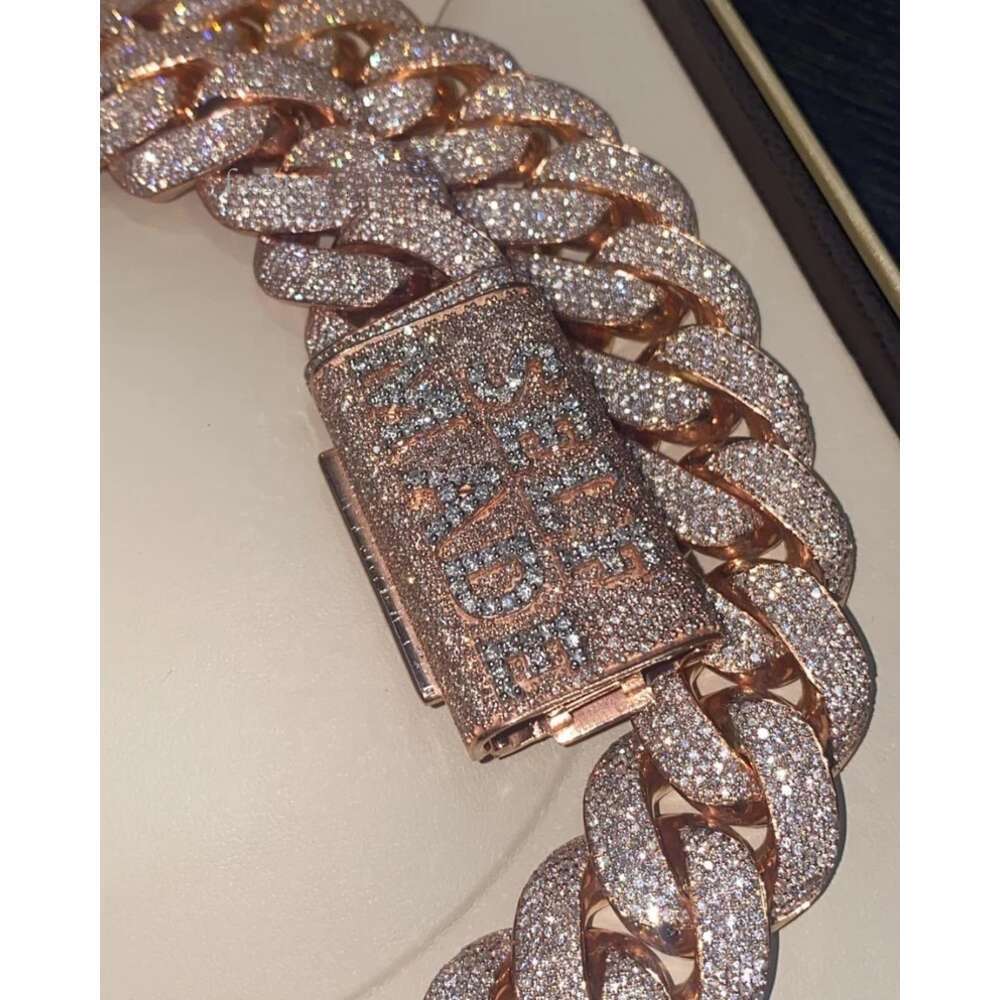 Iced Out 20 Mm Vvs Moissanite Dia Thick Prong k Chain Sterg Sier Miami Cuban Necklace For Men Gifts