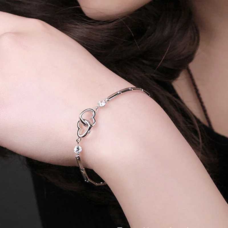 KCRLP Charm 925 Pure Silver Bracelet Womens Valentines Day Zircon Wedding Love Jewelry Y250329