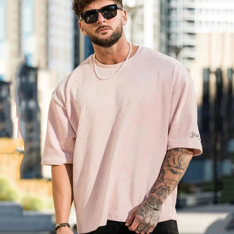 Short sleeved mens streetwear T-shirt fashionable casual loose zipper simple and handsome round neck spring and summer mens clothing 250402
