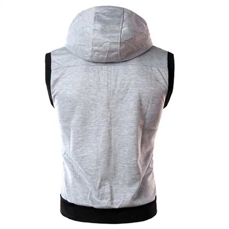 New Mens Hooded Sleeveless Vests Solid Color Slim Fit Casual Cardigan Outwear Male Vintage Waistcoat Streetwear Vest Hoodies X250403