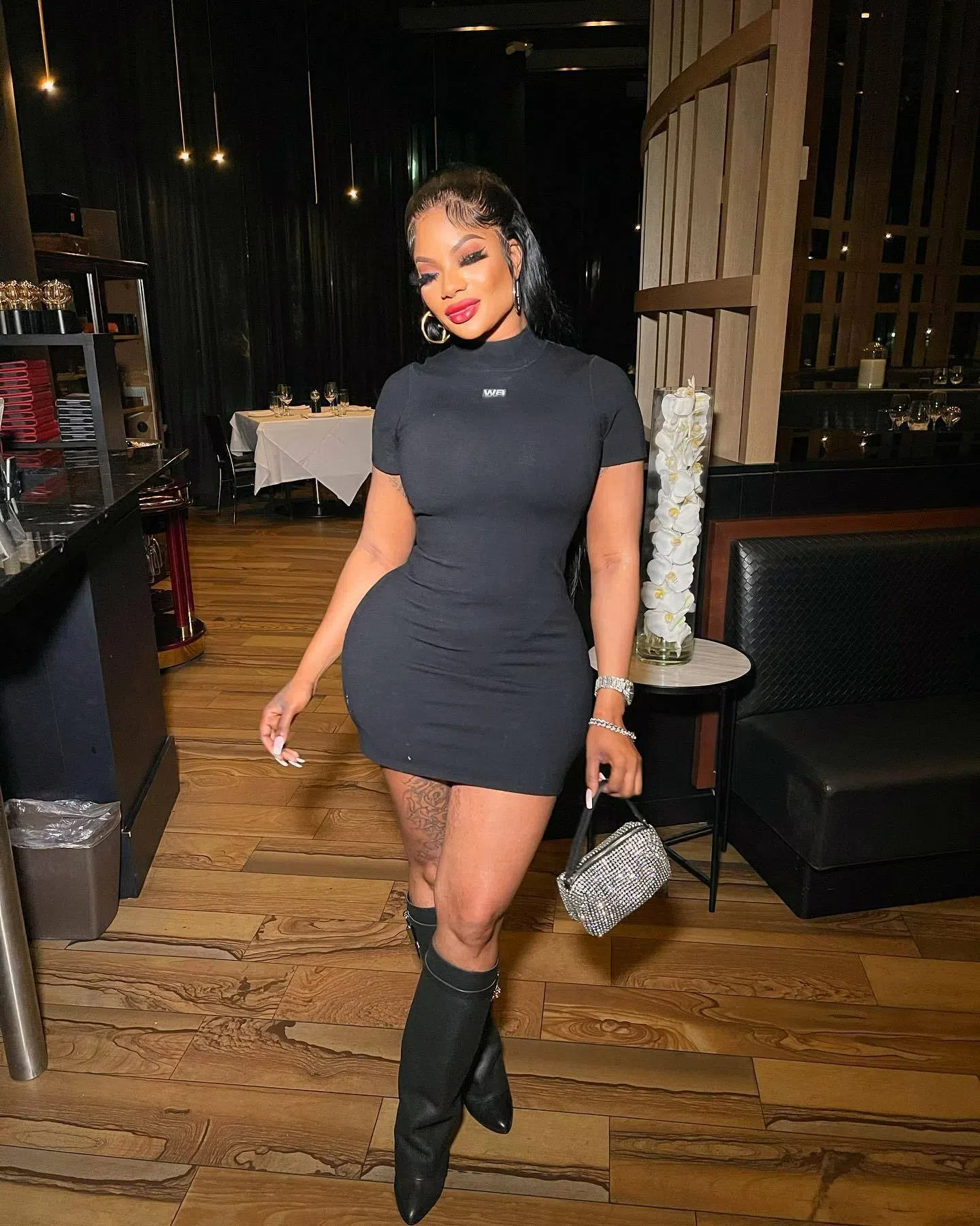 Designer Woemn's Sexy Dress Fashion Brand Package Hip Bress Black Letter Printed Casual Slim Fit Short Sleeve Dress