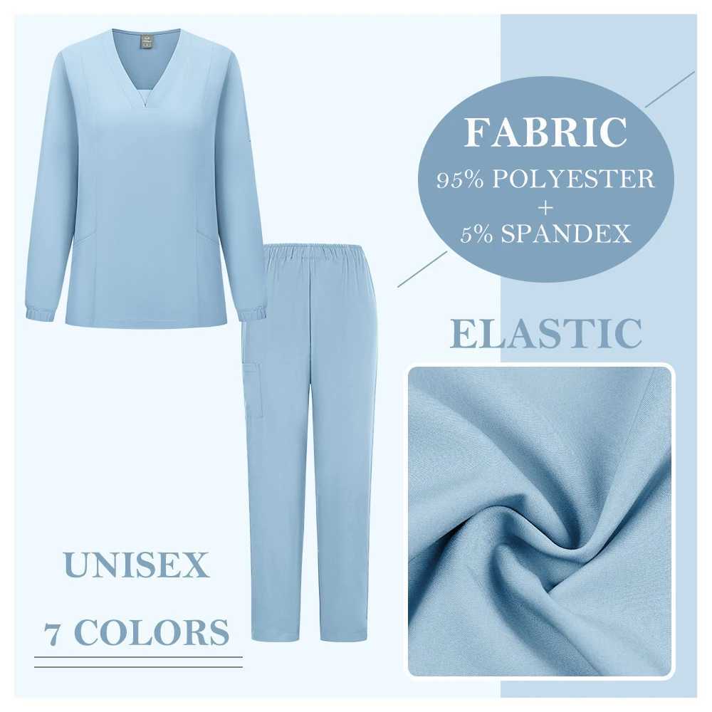 Fashionable Breathable Comfortable and Elastic Fabric Womens Work Suit Work Clothes Nurse Scrubs Uniform for Women Long Sleeves J251103