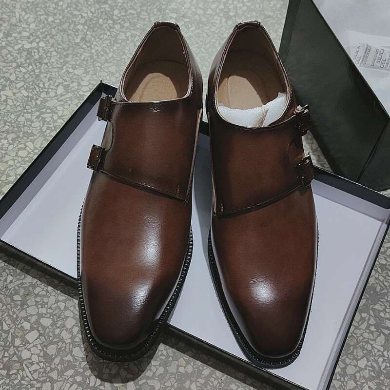 2024 Large Size New Fashion Trend Buckle Casual Leather Shoes Men's Business Edition