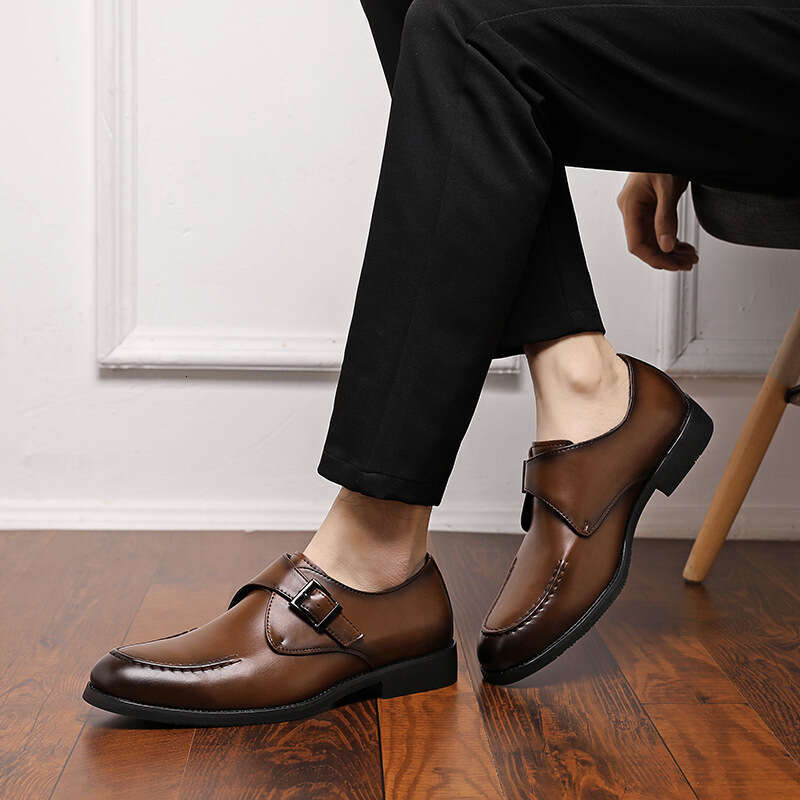 Spring low cut one foot lazy oversized men's round toe fashionable business shoes, outdoor small leather shoes