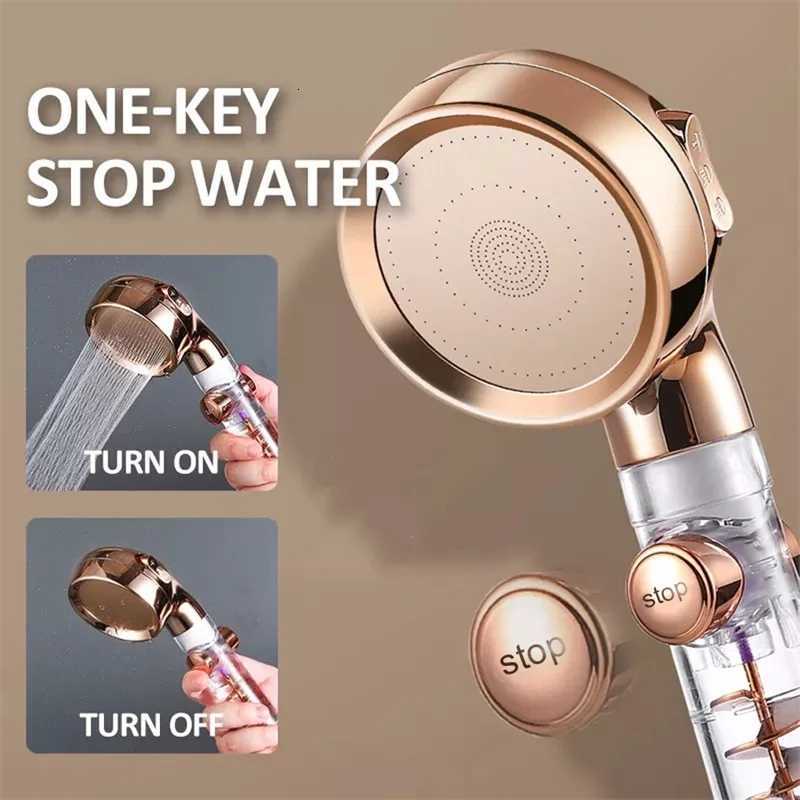 New 3 Modes Handheld Shower with Turbo Fan Eco Filter ONOff Pause Switch Water Saving High Pressure Shower Accessories Y251103