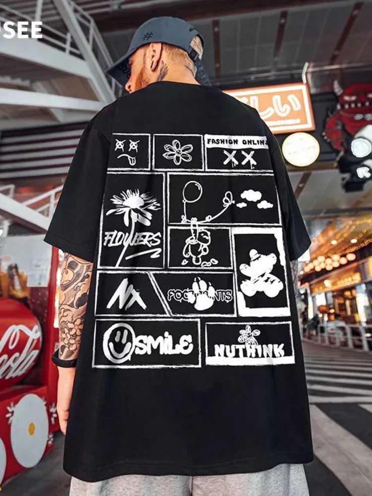 Summer New Casual Loose T-shirt Short Sleeved Mens Fashion Loose Printing Large 8XL Hip Hop Couple Wear Half Sleeve Cotton Top X2504032