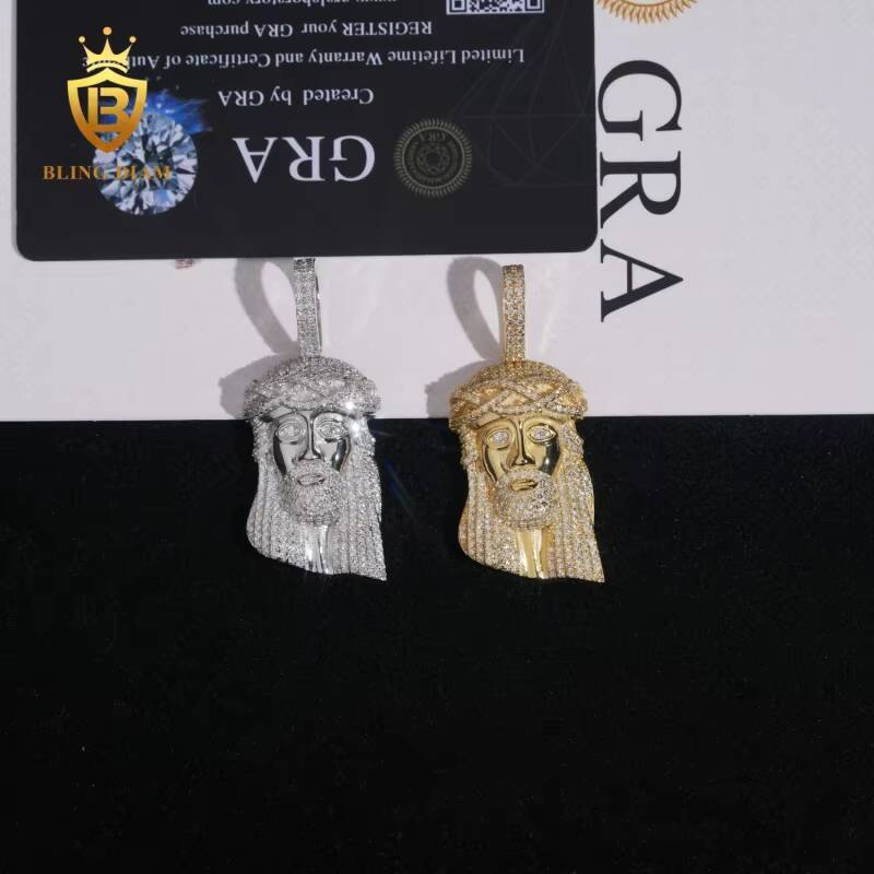New Arrival Hip Hop Style 925 Silver Moissanite Pendant Iced Out Jewelry Jesus Moissanite Pendant Pass Diamond Tester with GRA