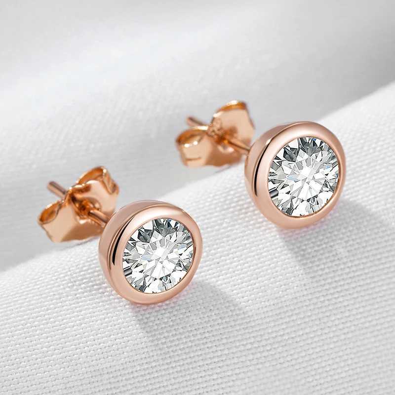 Kinel Fashion Natural Zircon Stud Earrings For Women Simple 585 Rose Gold Color Round Earrings High Quality Daily Fine Jewelry C251103