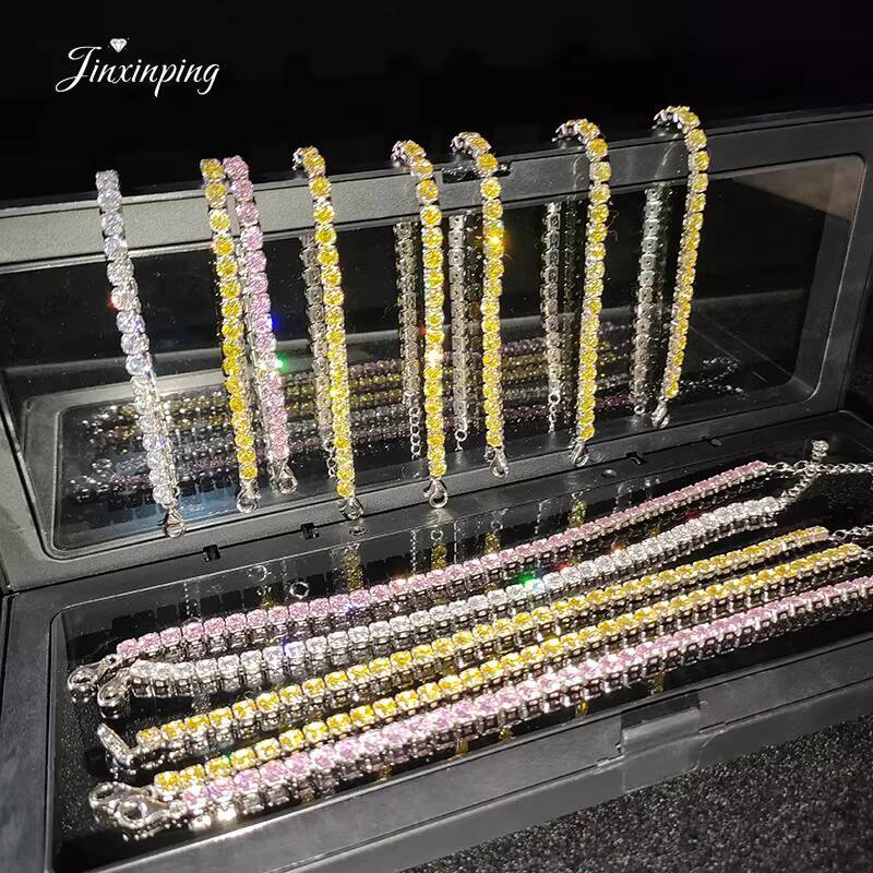 New 925 Silver Moissanite Tennis Bracelet 4mm Hip Hop Single Row Full Diamond Bracelet