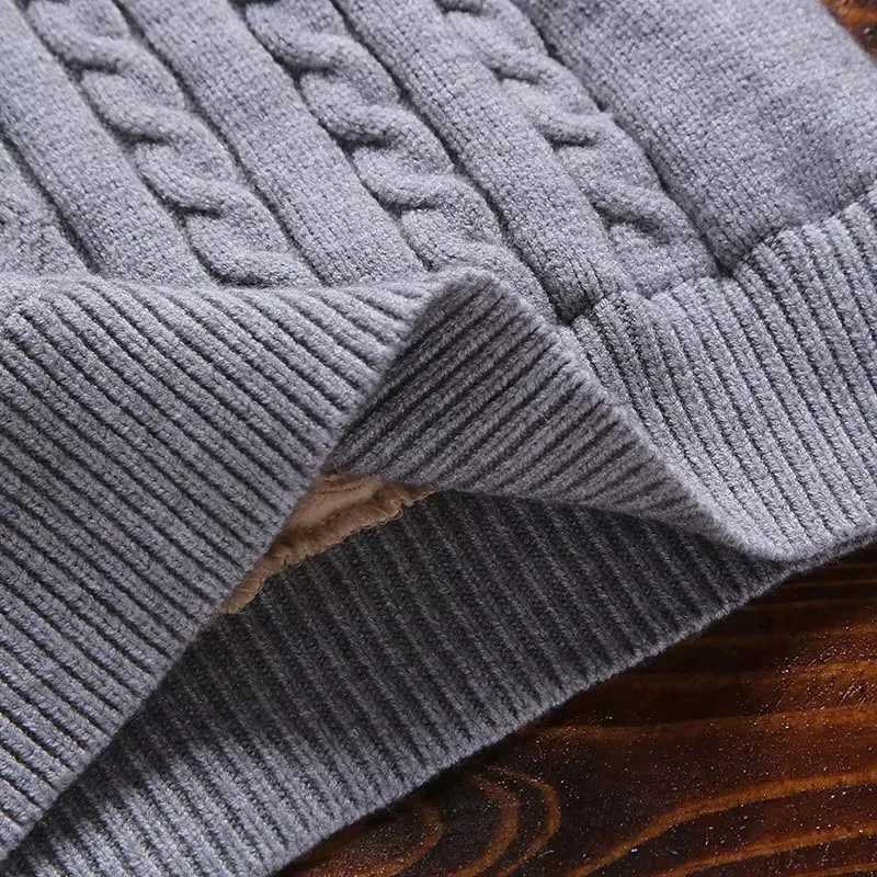New Turtleneck Sweaters Men Autumn Winter Thick Knitted Sweaters Added Velvet Solid Color Casual Base PulloversT251103