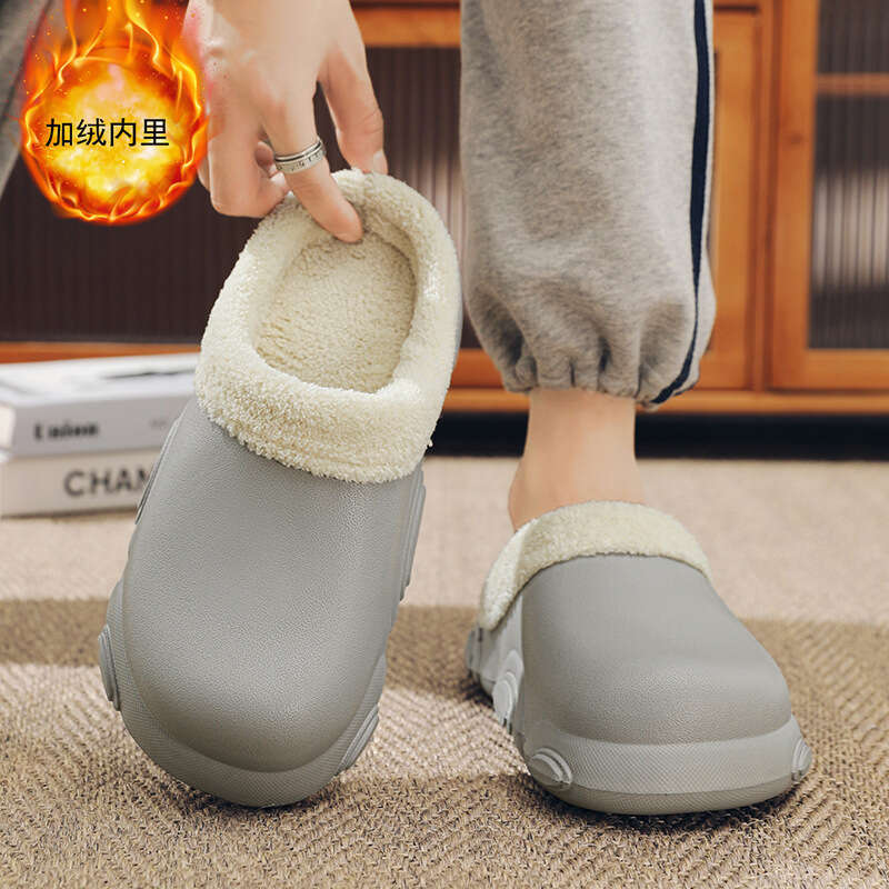 Thick bottomed plus size mop 2023 new autumn and winter collection, home warmth, anti slip, outerwear bag with cotton slippers for women