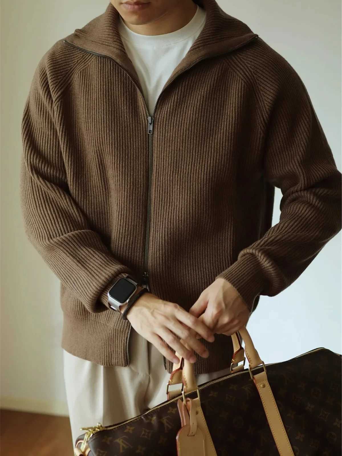 Autumn and Winter Warm Knitted Zipper Jaet for Men Casual Lightweight Open Cardigan Sle Anti-Ball Easy Care Ular TopT251103