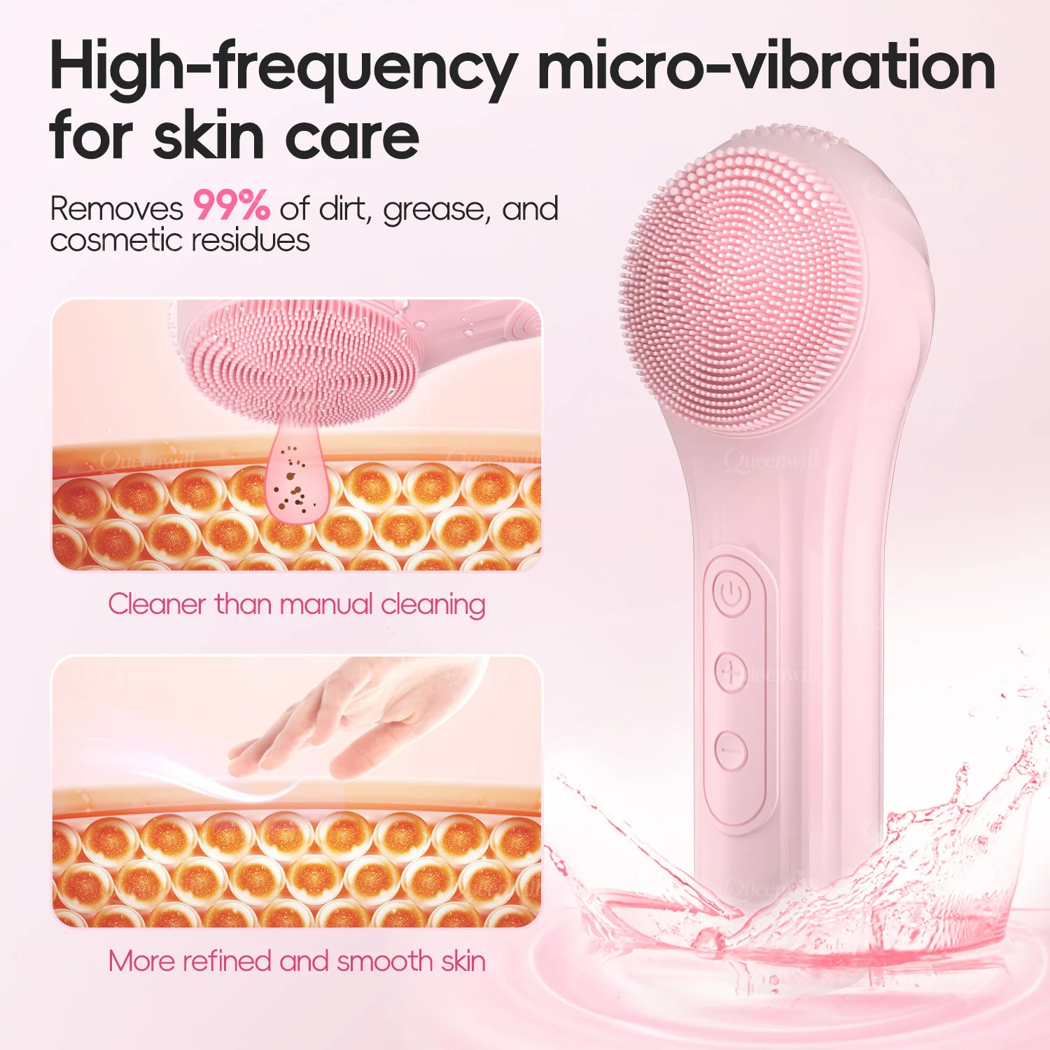 Electric Sonic Waterproof Facial Cleansing Brush Rechargeable compress Deep Pore Cleaner Silicone Cleanse Skincare Device 251030