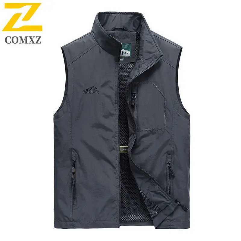 Spring and Autumn 6xl Vest Mens Techwear Zipper Pocket Sleeveless Work Jacket Reporter Director Photography Windproof Waistcoat X250403