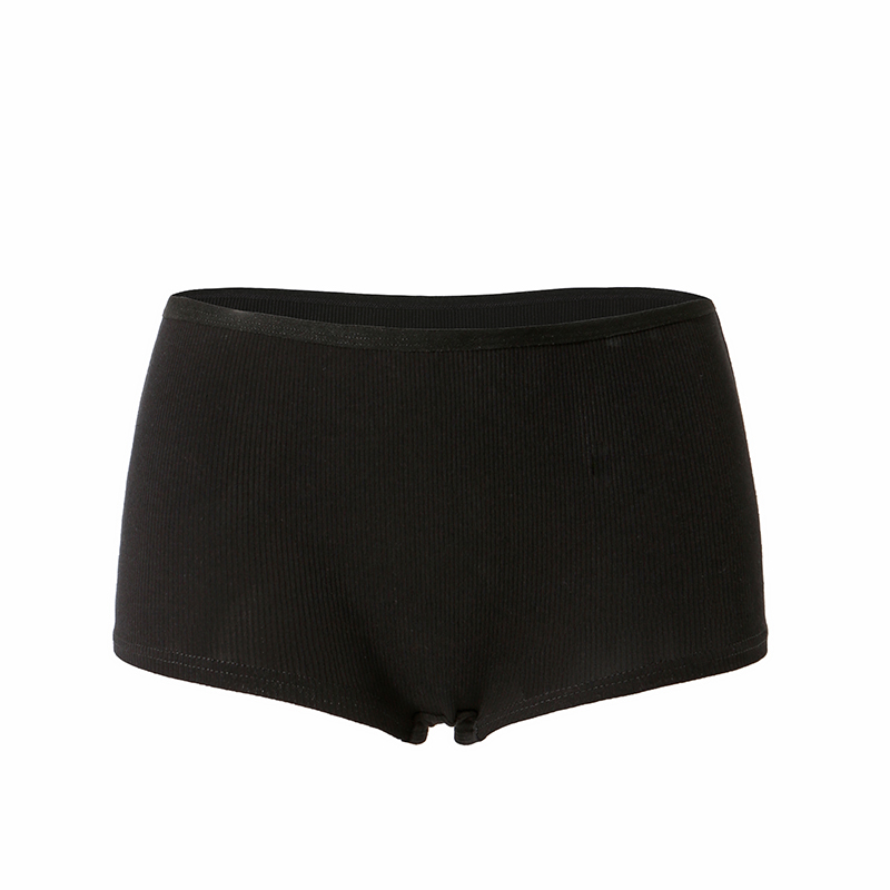 Women's Panties-Women's Ribbed Boyshort Panties - High Elasticity Breathable Antibacterial Skin-Friendly Underwear for Daily Home Sports (Mu