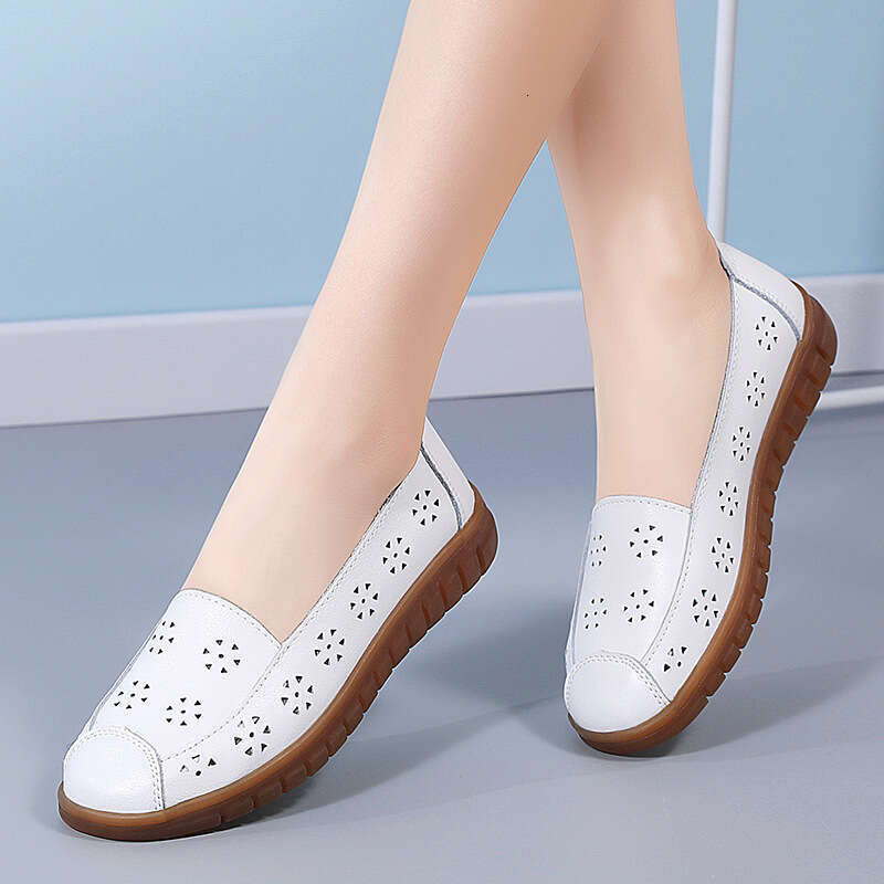2024 Spring and Autumn New Cowhide Hollow Large Low Top 35-42 Women's Casual Single Shoes
