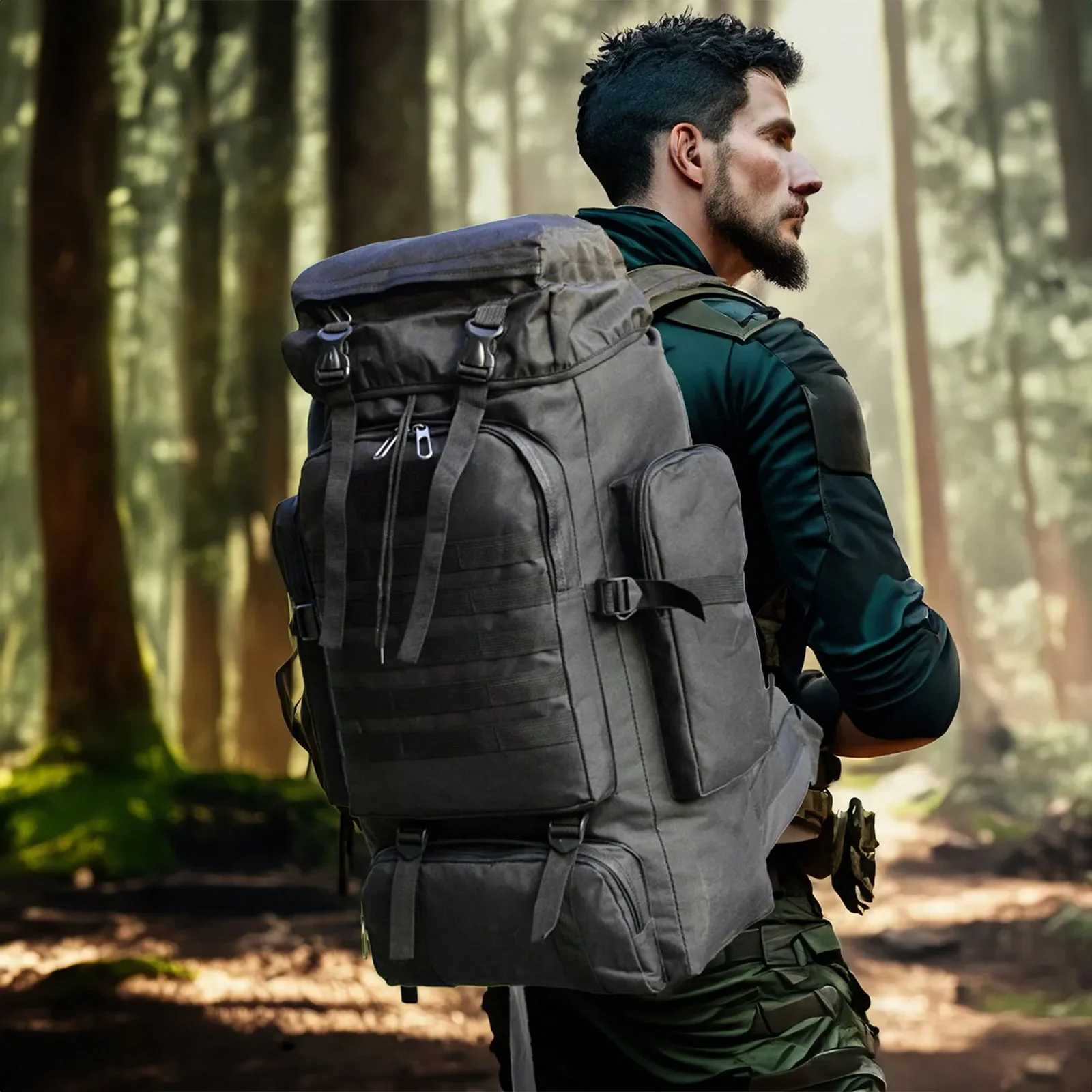 80L/100L Mountaineering Bag Climb Bag Tactical Backpacks Large Backpack Outdoors Hiking Camping Travel BagsC250407