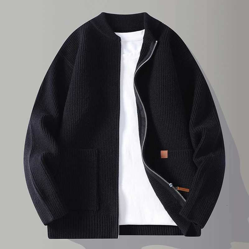 Autumn Winter Youthful Vitality Knit Sweatercoat Men Stand Collar Loose Casual Knitted Cardigan Mens Chic Casual Sweater JacketsT251103