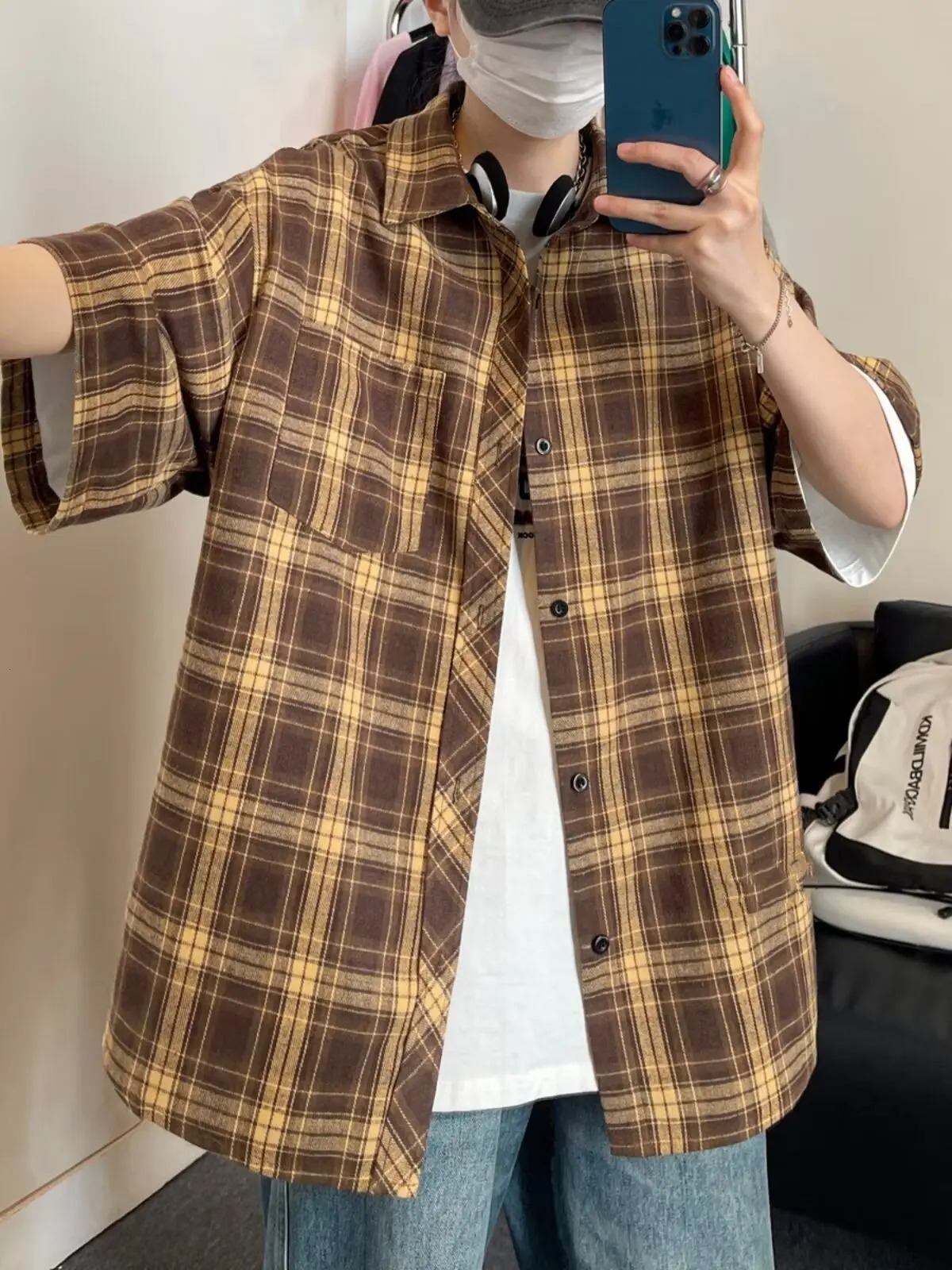 TRSYPHXM mens long sleeved spring and autumn trend casual loose workwear jacket 250403e